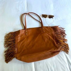 Sam Edelman Brown Leather Fringe Bag
